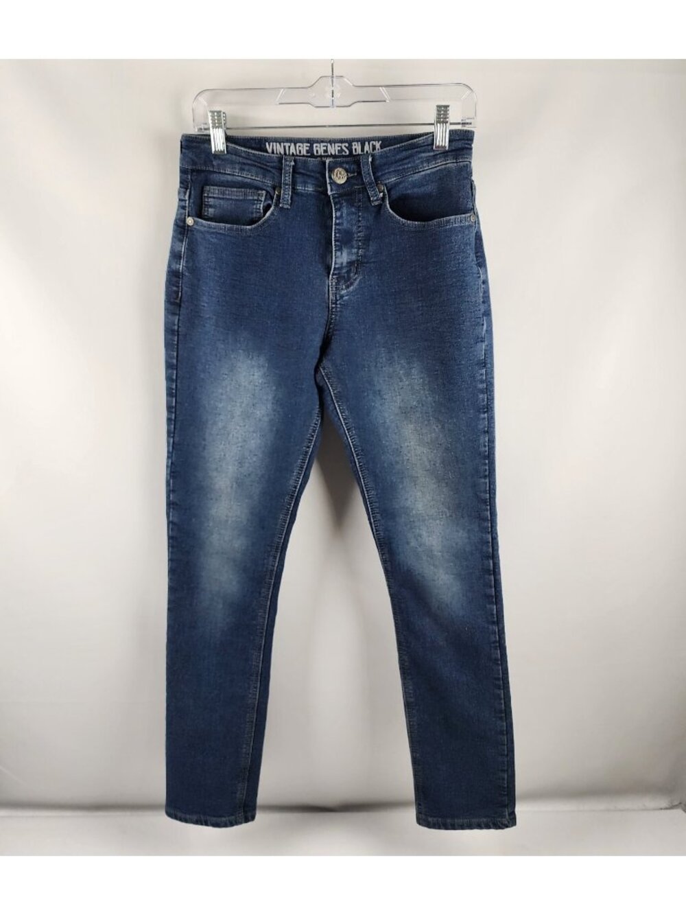 Vintage Genes Black Jeans Mens 28x29 Blue Slim Fit Denim